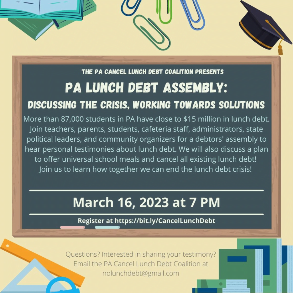 image 1 - Bucks County Beacon - PA Cancel Lunch Debt Coalition Hosting Online Assembly