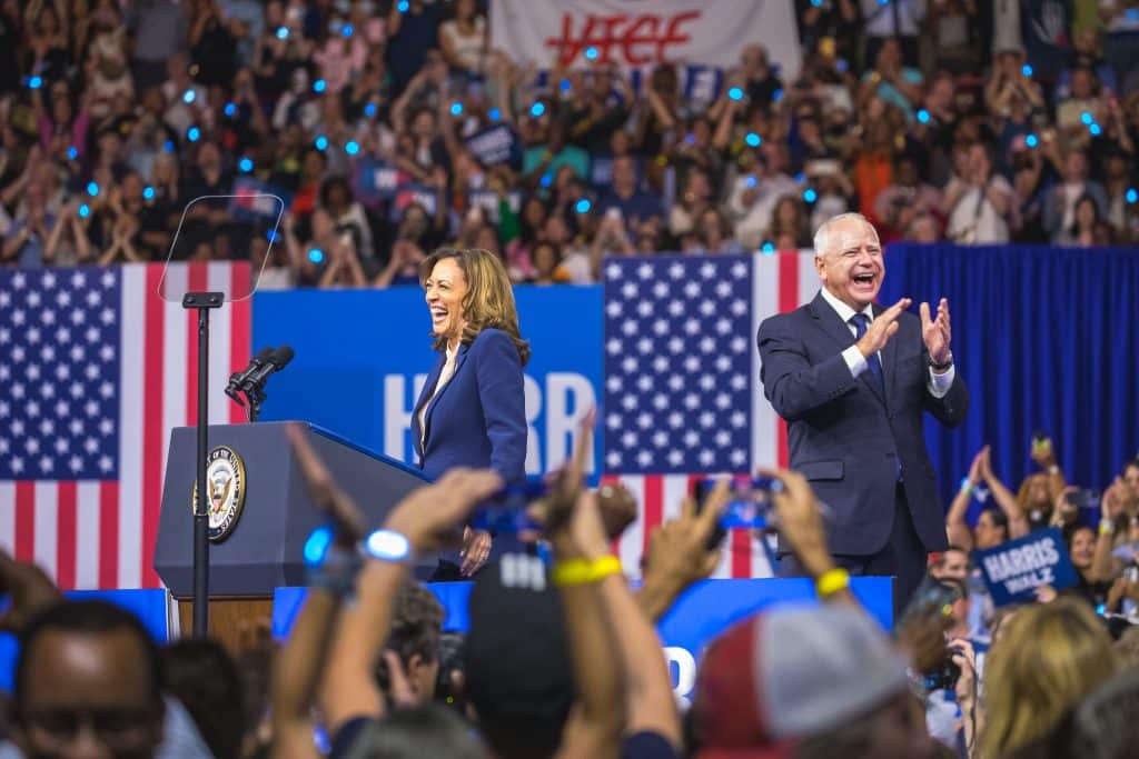 Walz Harris Joy1 - Bucks County Beacon - Photo Essay: Joyful Warriors Kamala Harris and Tim Walz Launch Democratic Presidential Campaign at Philadelphia Rally to Fight and Win This Election