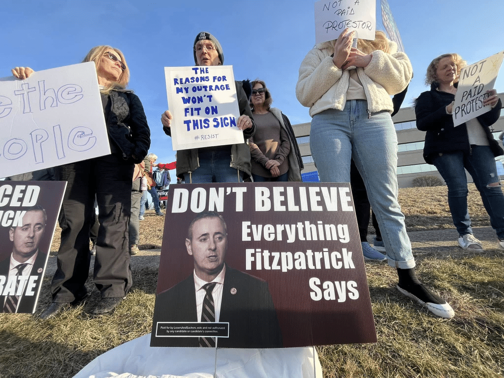 fitz7 - Bucks County Beacon - Photo Essay: Bucks County Residents Protest Republican Congressman Brian Fitzpatrick for St. Patrick's Day