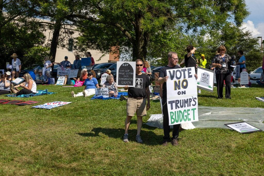Indivisible DIE IN 2 - Bucks County Beacon - PHOTO ESSAY: Hundreds Participate in Die-in at Congressman Brian Fitzpatrick’s Office to Highlight Deadly Stakes of GOP Budget