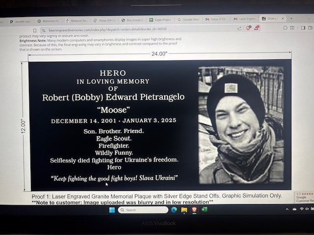 Bobby Pietrangelo Memorial 2 - Bucks County Beacon - Bucks County Man Who Died on Frontlines Defending Ukraine From Russia Will Be Honored at Local Ukrainian Folk Festival