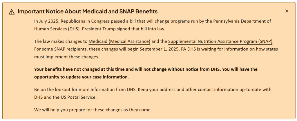 PA SNAP announcement